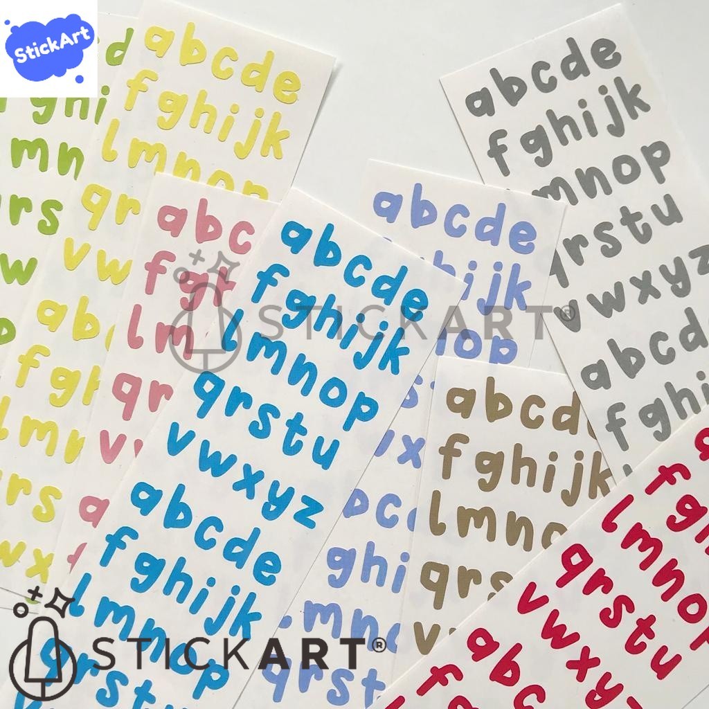 

[STICKART] Colorful Alphabet Sticker Sheet Vinyl Matte Doff BAHAN DAN KWALITAS PREMIUM