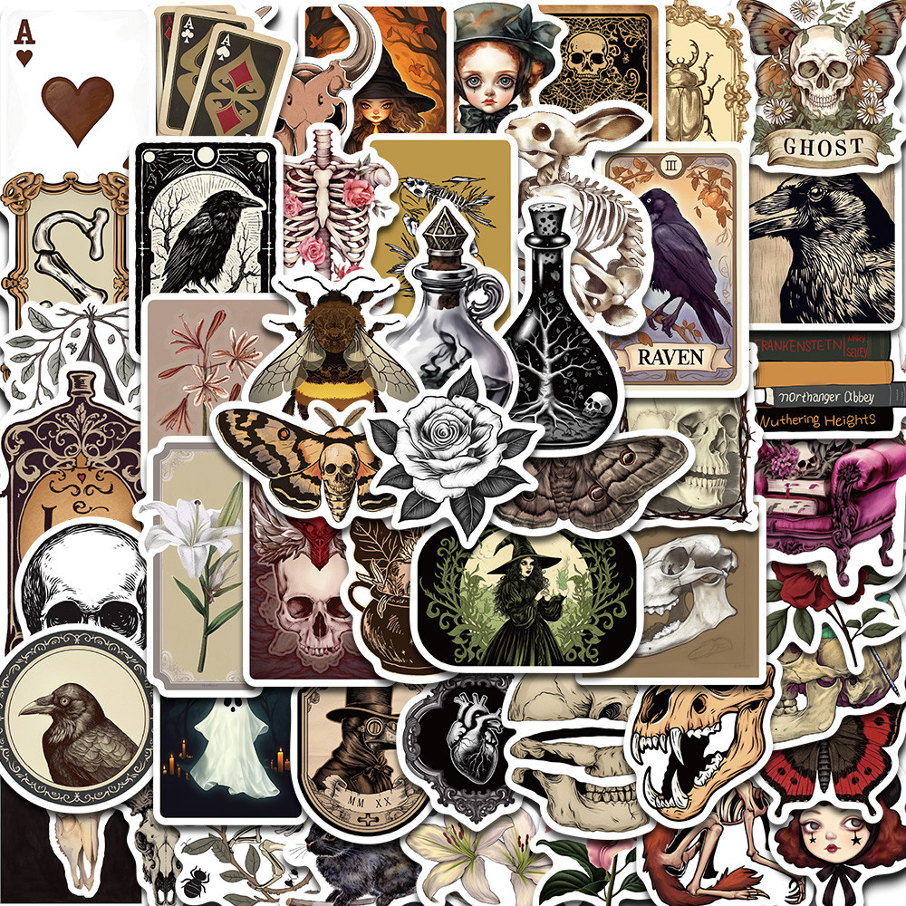 

50PCS Gothic Stickers Horror Retro Laptop Luggage Cartoon Notebook Phone Graffiti Skateboard Scrapbook Decal Lables