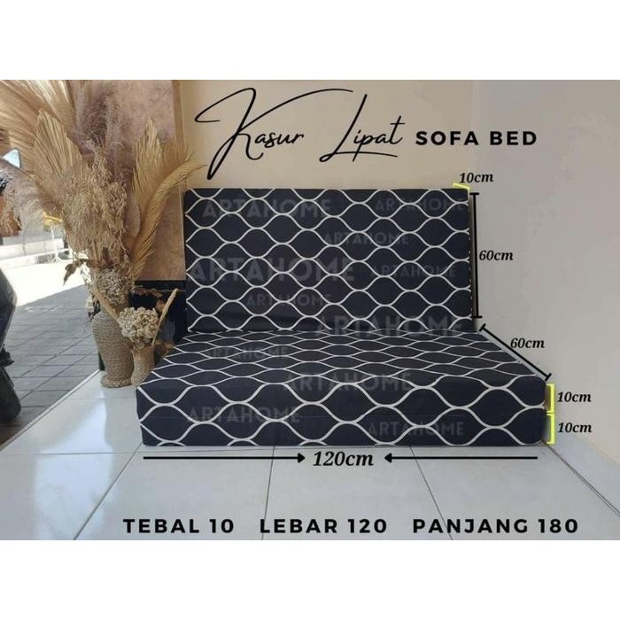 Kasur lipat 3in1 tebal 10cm multifungsi sofa bed busa dacron lembaran termurah - 120x180x10