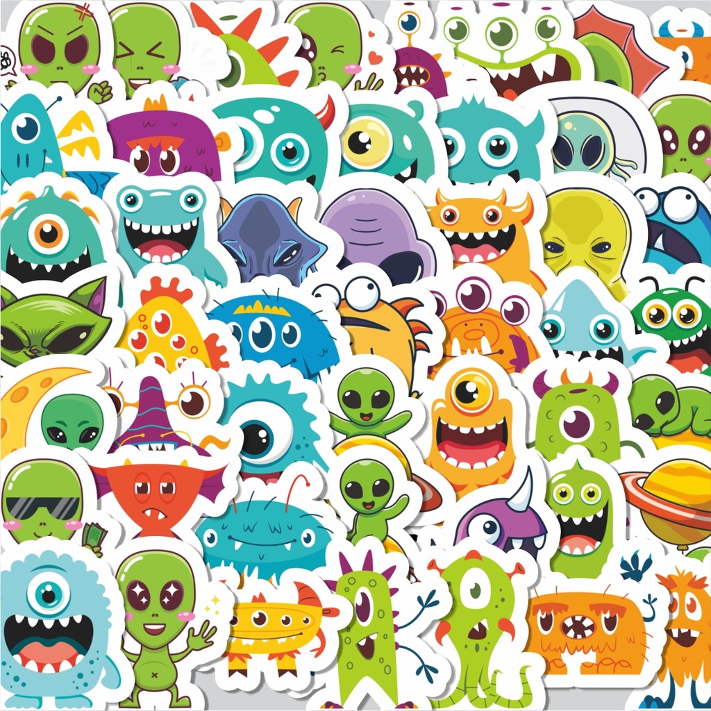 

Stiker Cutting Pack Sticker Kartun Alien Cute Isi 100Pcs Series Aesthetic Lucu Keren Untuk Koper Bahan Vynil