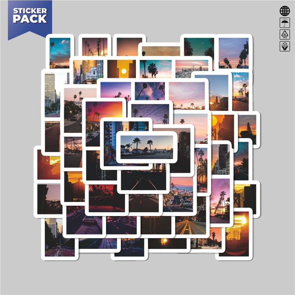 

[100PCS]Stiker Pack Sticker California Street Sunset [California Jalan Matahari Terbenam] Aesthetic Vinyl Anti Air Dekorasi Sticker Laptop Buku Journal Koper Helm Casing HP Gitar Helm Skateboard