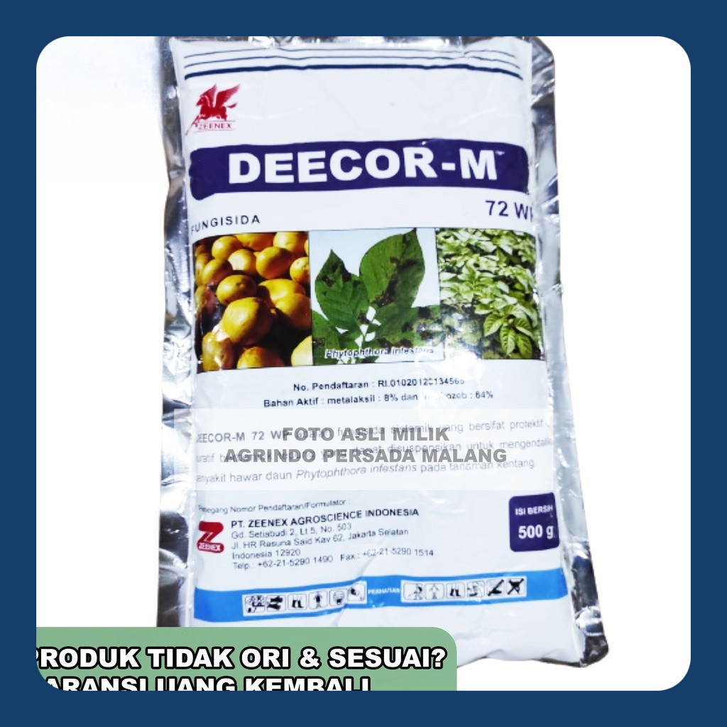 Fungisida DEECOR-M 72 WP 500gram| Deecor M 500gram | Fungisida Metalaksil 8% + Mankozeb 64%