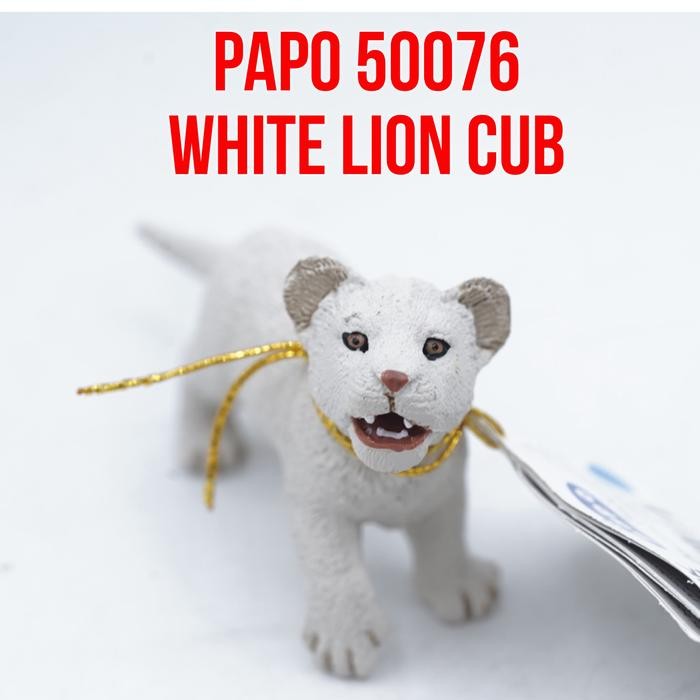 PAPO 50076 White Lion Cub Anak Singa Putih Panthera leo krugeri Mainan Figure Binatang Miniature Hew