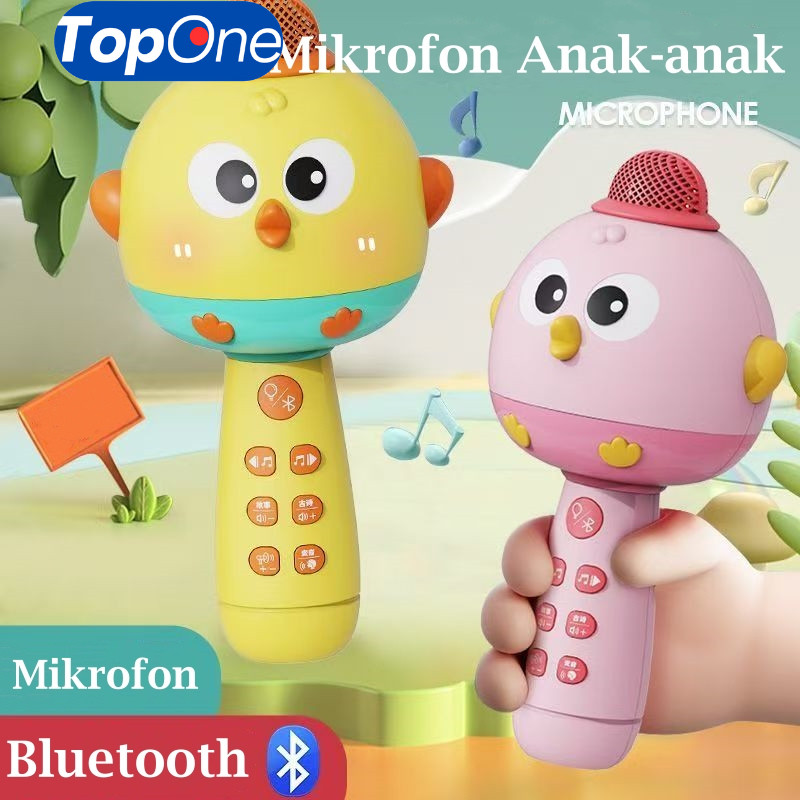 DANGLAPOSHOP  Multifungsi Mikrofon Anak Bluetooth Wireless Speaker Mainan Mikrofon Kartun Nyanyi Ana