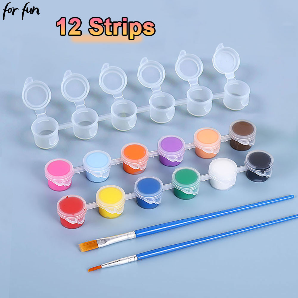 

For Fun 12 Strips 6 Connected Paint Boxes 3ML Acrylic Pigment Packaging Box Paint Storage Cans Transparent Plastic Empty Box