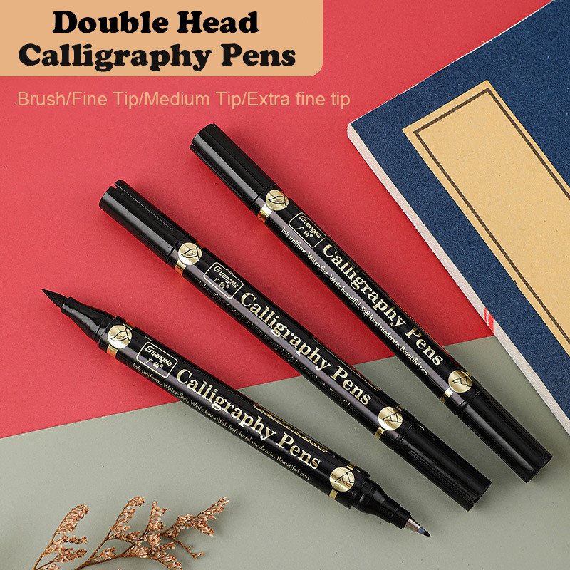 

Double Head Calligraphy Markers Chinese Hand Lettering Brush Pens 4 Style Tip Art Markers For Drawing Manga Stationery Supplies