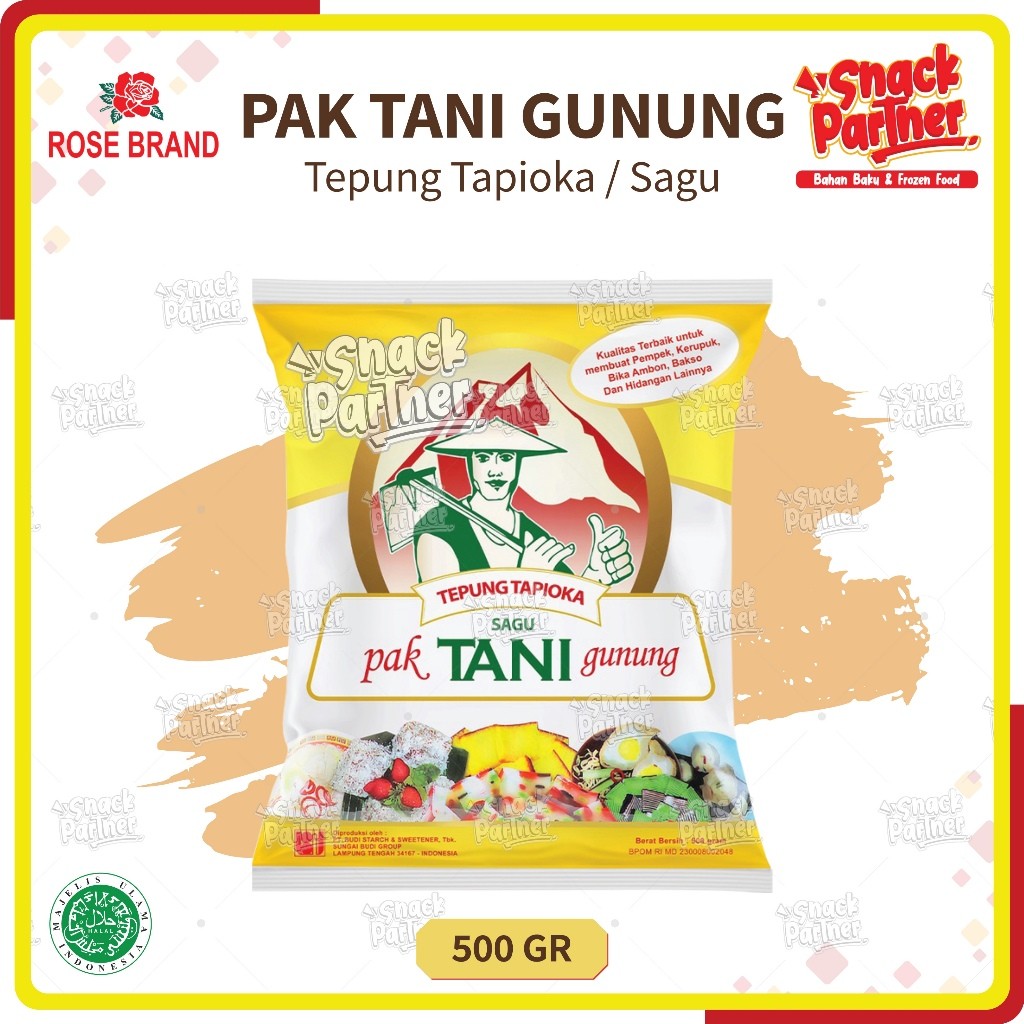

PAK TANI GUNUNG (KUNING) 500 GR - TEPUNG TAPIOKA / SAGU by ROSEBRAND Rose Brand 500GR