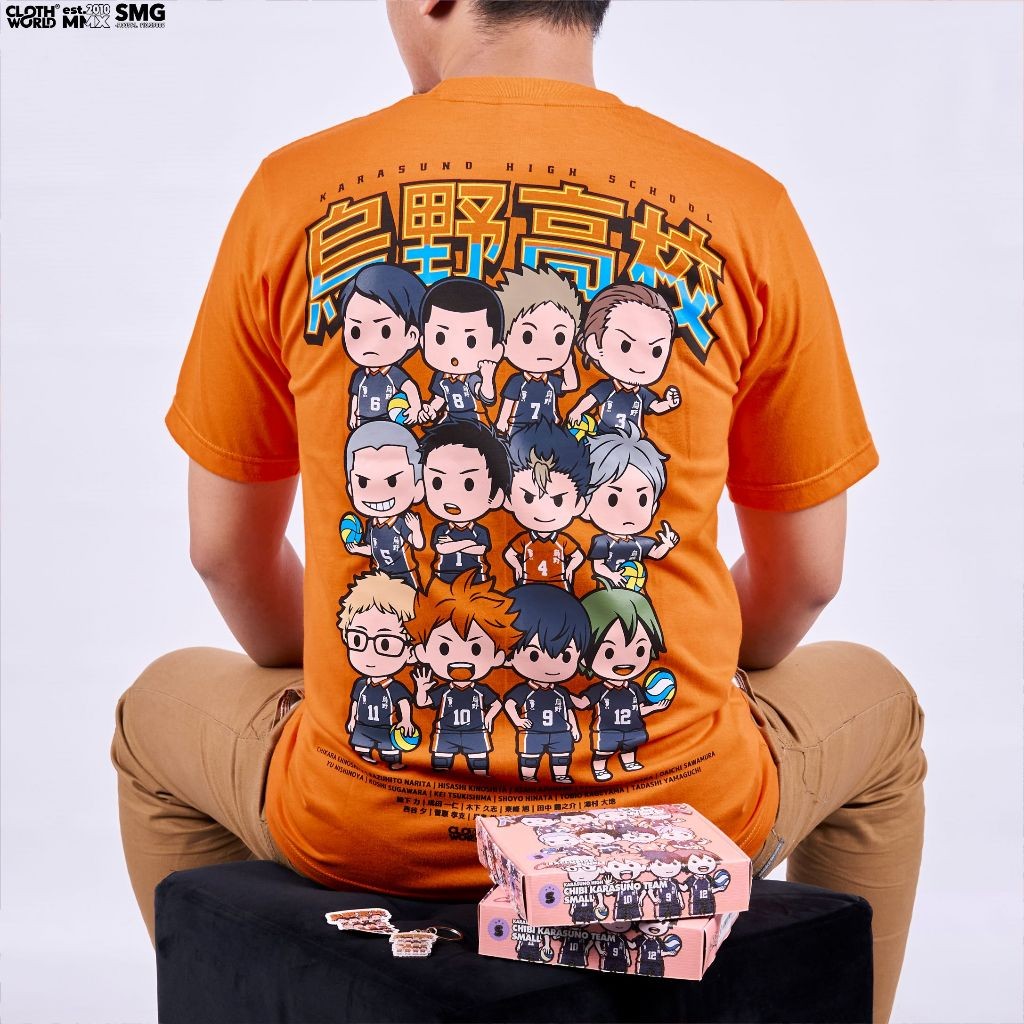 JASTIP Chibi Karasuno Team Hinata Shoyo Kageyama Tobio Haikyuu Anime Kaos T-Shirt
