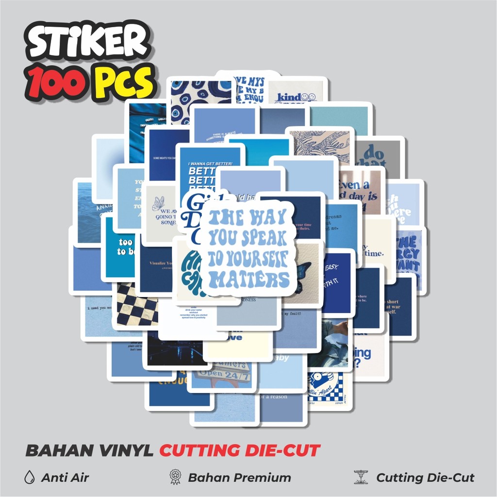

Terbaru! 50 pcs Stiker INS Blue Stiker Dekorasi Lucu Kreatif untuk Notebook, Skateboard, HP