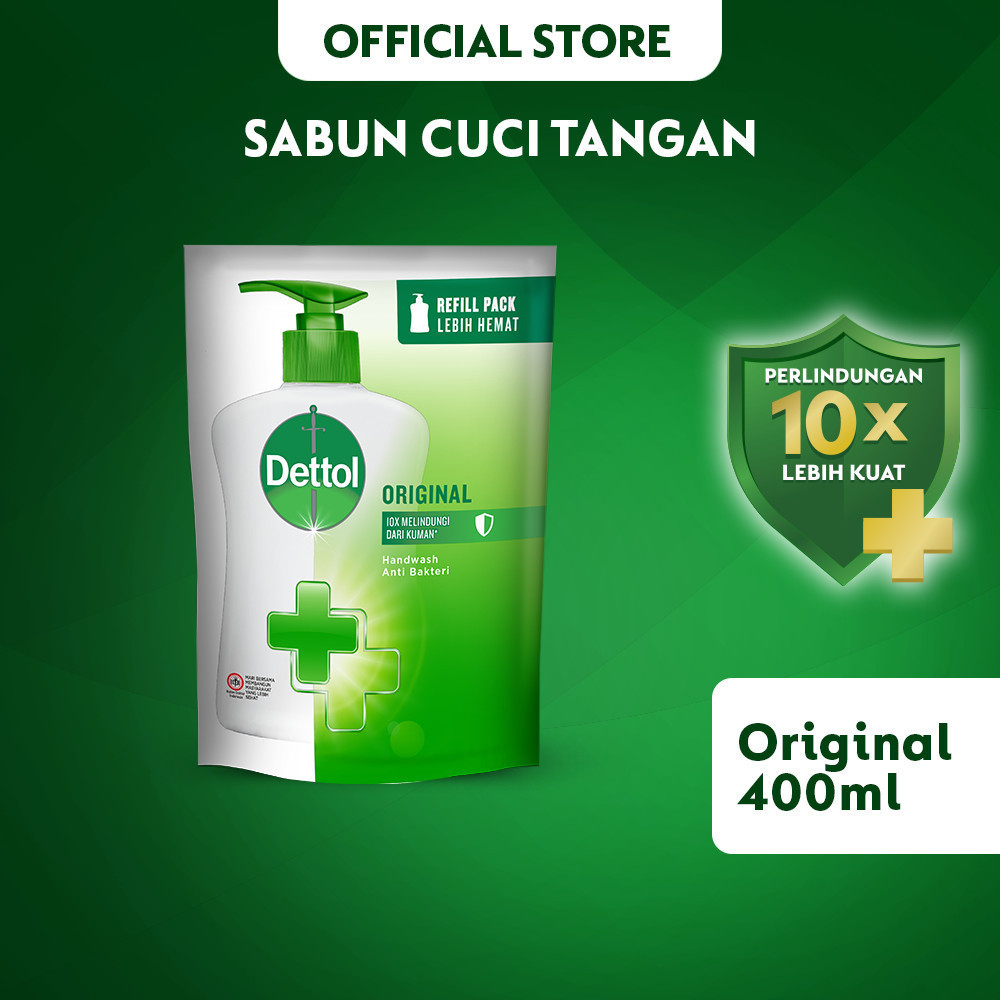 Dettol Sabun Cuci Tangan Cair Original 400ml Pouch Hand Wash Anti Bakteri