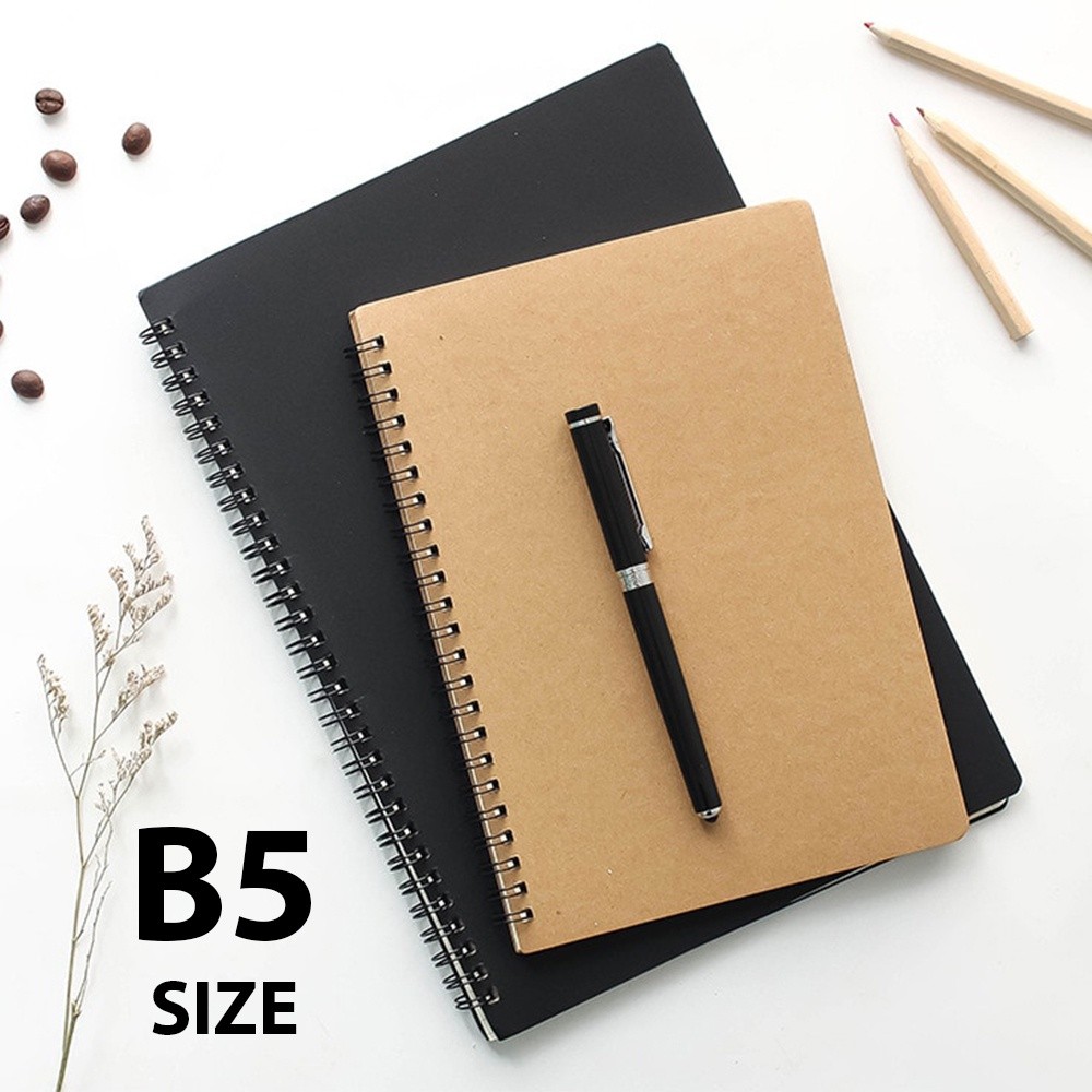 

NOTEBOOK B5 BUKU TULIS Spiral Hitam Coklat VINTAGE NOTEBOOK AESTHETIC BUKU CATATAN DOT GRID Blank Polos