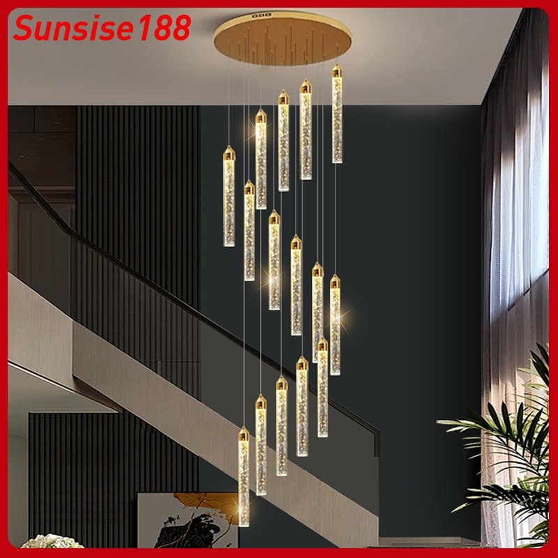 Lampu Gantung Kristal 3 Warna Lampu Tangga Modern Lampu Dekorasi Sederhana Lampu Dekorasi Sederhana 