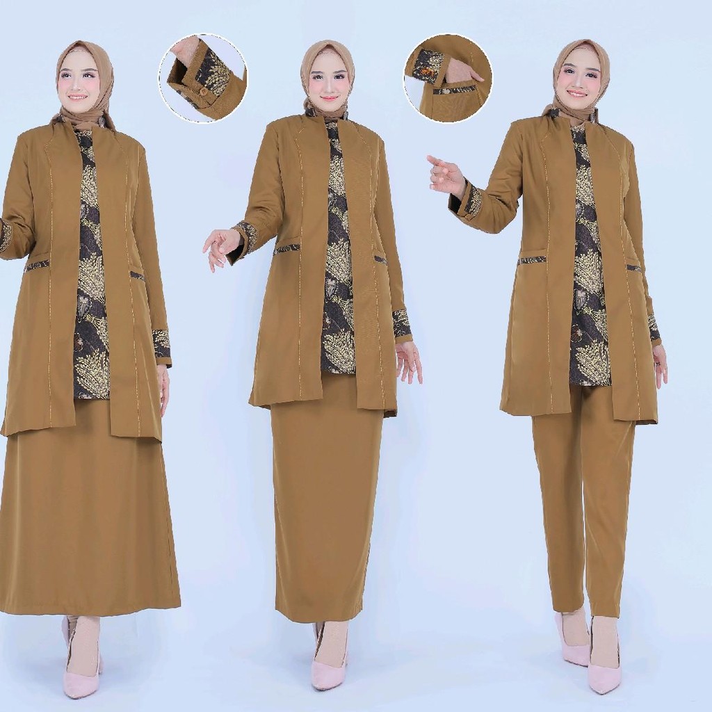 Seragam Dinas Pemda Tunik Batik kebaya setelan rok. A/celana panjang/rok span bahan katun FREE. HIJA