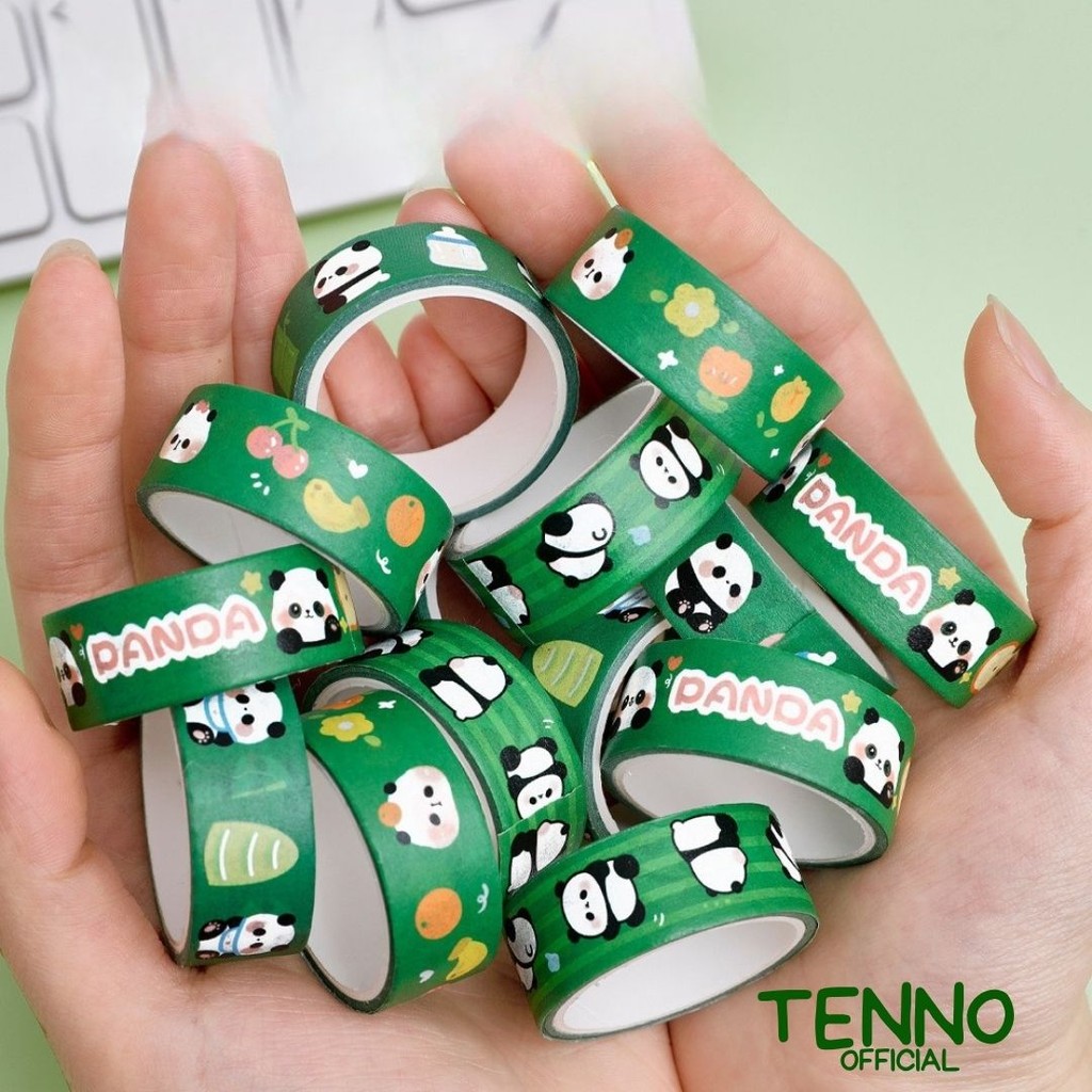 

TENNO Tape Roll 20cm Selotip Washi Tape Masking Karakter Panda Capybara Lucu Isolasi Cute Scrapbook