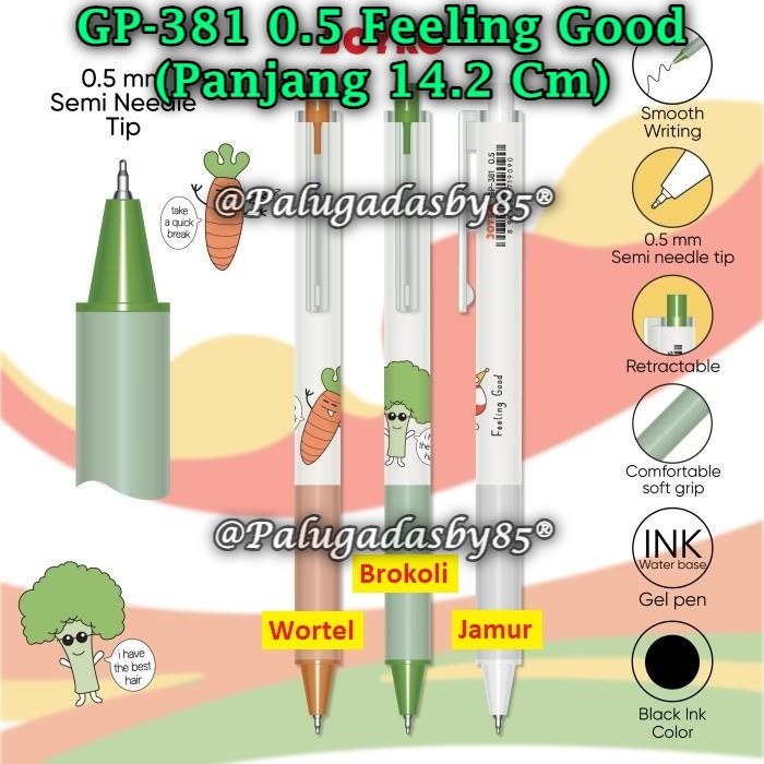

(1 Pak/12) GROSIR Gelpen JOYKO GP-381 Feeling Good 0.5 mm Hitam Gel Pen Pulpen Joyko GP-381 (Pak/12)