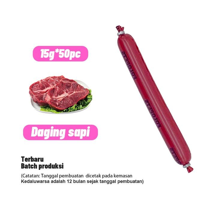 

【Beli 10 Gratis 10】TINA THENG STORE Sosis Kucing Anjing Snack Kucing Anjing 15g Pelatihan Sosis Cemilan Hewan Peliharaan Pet Bergizi sosis kucing murah - beef*25pc(Gratis 25)