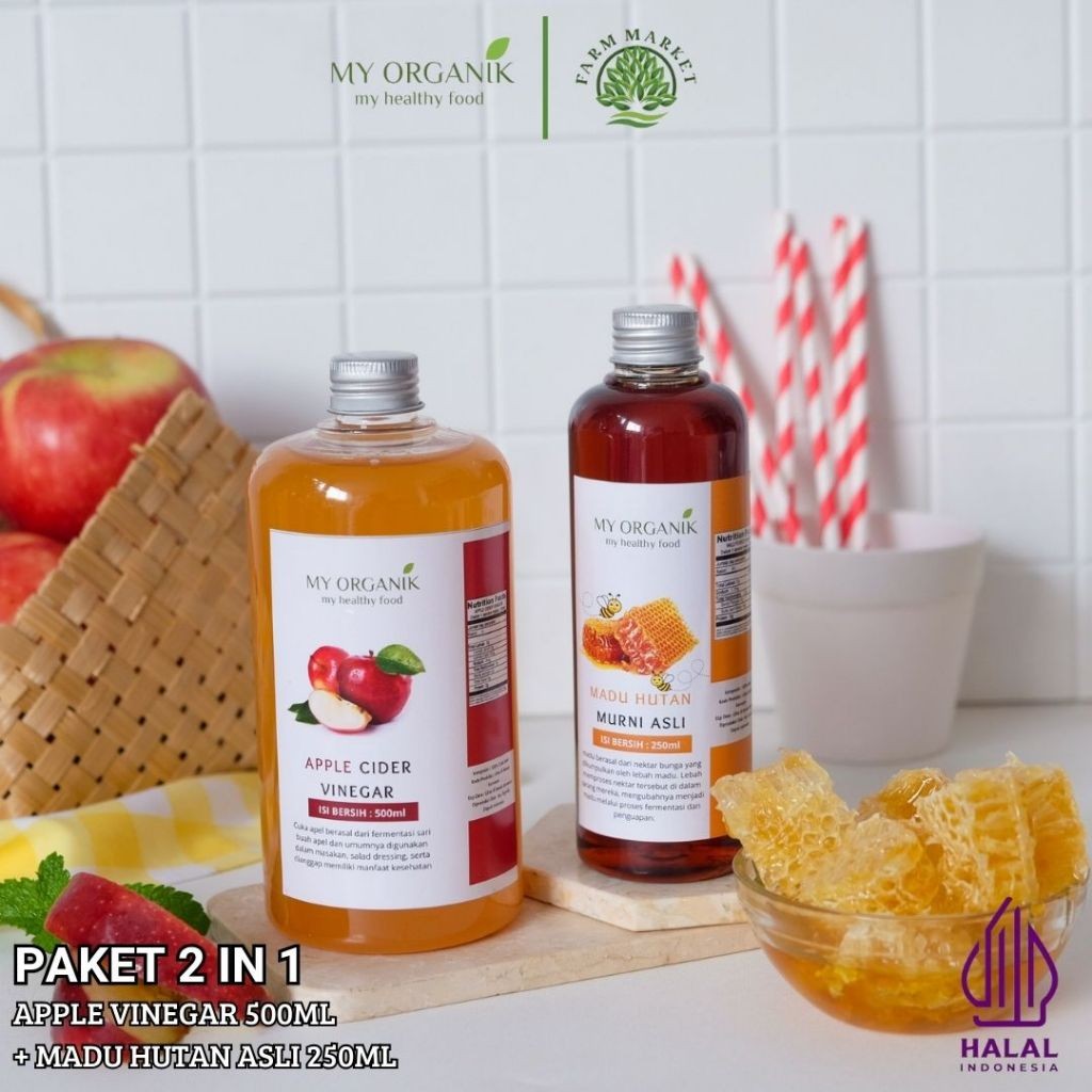 

My Organik Apple cider vinegar with mother Cuka Apel original Organik 500ml Madu 250ml