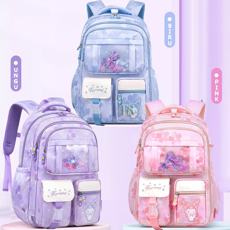 Tas Sekolah untuk Anak Perempuan Model Kulkas Tema Motif Sanrio Kuromi Playgroup TK SD Kelas 1 2 3 4