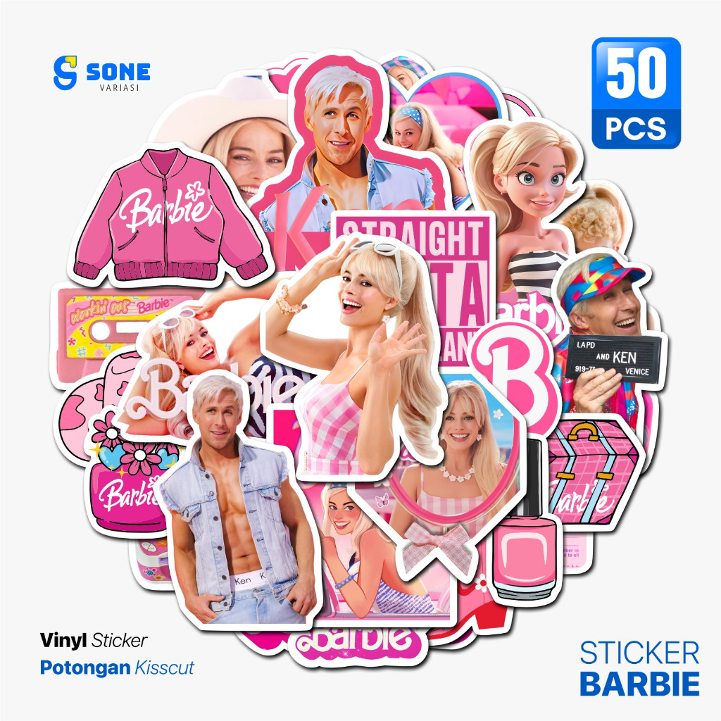 

Sticker Pack BARBIE Paper Vinyl Waterproof Dekorasi Sticker Buku Journal Koper Tumbler