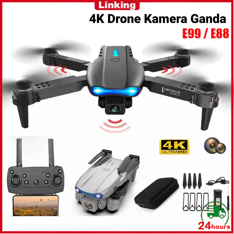 [ COD ] Smart Drone E99 / E88 K3 Pro 4k HD Drone Kamera Original Indoor Outdoor Drone Mini RC 4K HD 