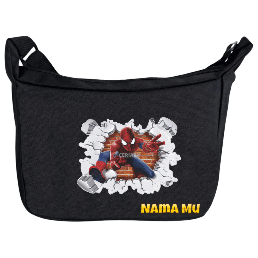 Tas Selempang Anak Spiderman – Sling Bag Superhero Marvel Lucu & Keren, Motif Spidey & Logo Spider, 