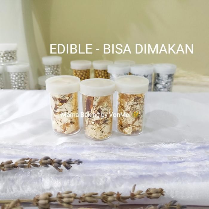

NG Edible Sprinkle Kertas Gold / Silver Leaf Emas Silver Cake Topping kcl - GOLDNG
