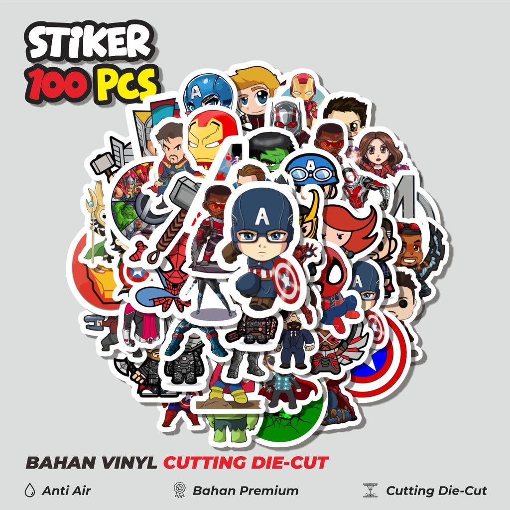 

Terbaru! 50 pcs Stiker Kartun Marvel Avenger Dekorasi Lucu Kreatif untuk Notebook, Skateboard, HP