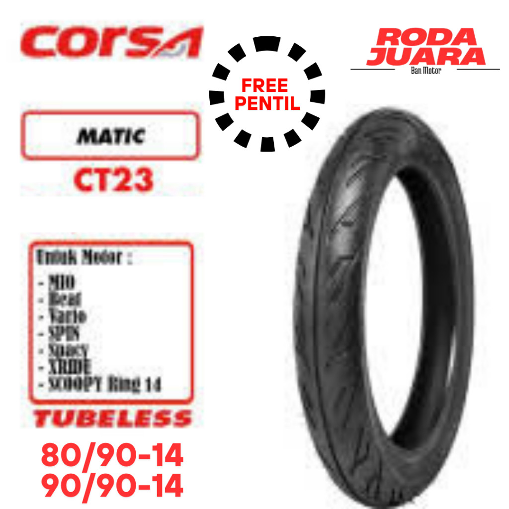 BAN CORSA RING 14 SATUAN/SEPASANG BAN TUBELES MOTOR MATIC