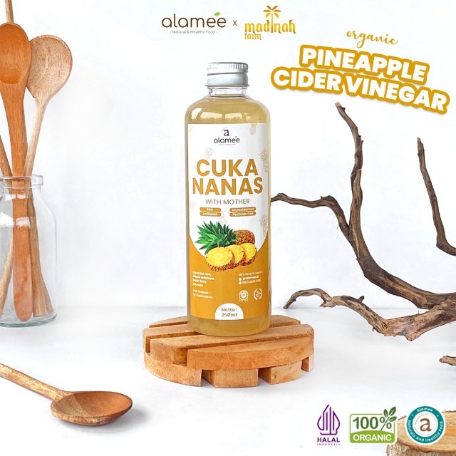 

ALAMEE Cuka Nanas Original Pineapple Cider Vinegar With Mother Organik Asli 250lm madinah