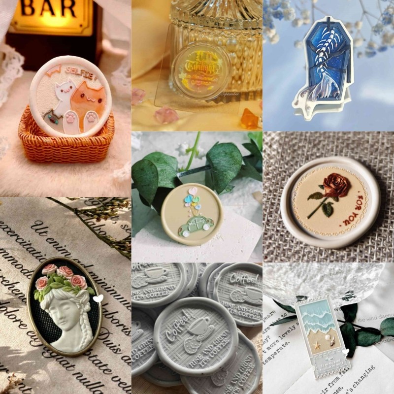 

Fire Seal Children'S Diy Toys Warm Light Series Special-Shaped Fine Carved Seal Head Cute Cat Stamp Copperhead Creative Stamp