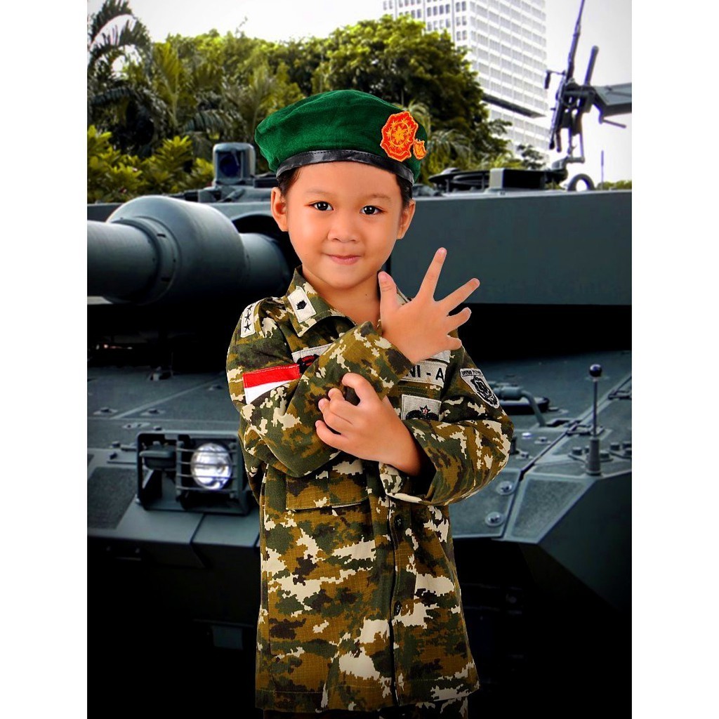 HIGH QUALITY Loreng Kostrad Anak Baju Loreng TNI AD Kostrad Kostum TNI Kostrad Bonus Tembakan