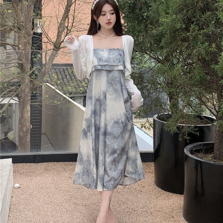 BAROSHOP fashion girl mall French Dress Women's Summer New Large Fat mm Sweet Chiffon Fragmented Flo