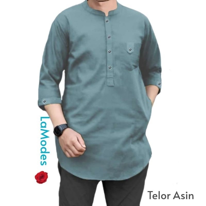 Qurta koko Pria Masa Kini Baju Kemeja Muslim Pria Atasan Koko Trikhan