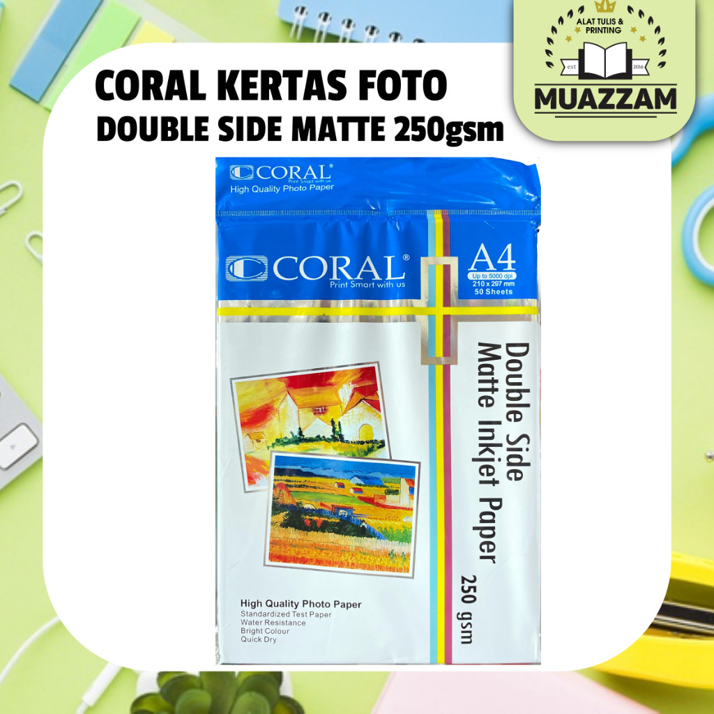 

Coral Double Side Matte Inkjet Paper 250gsm A4 50sheet