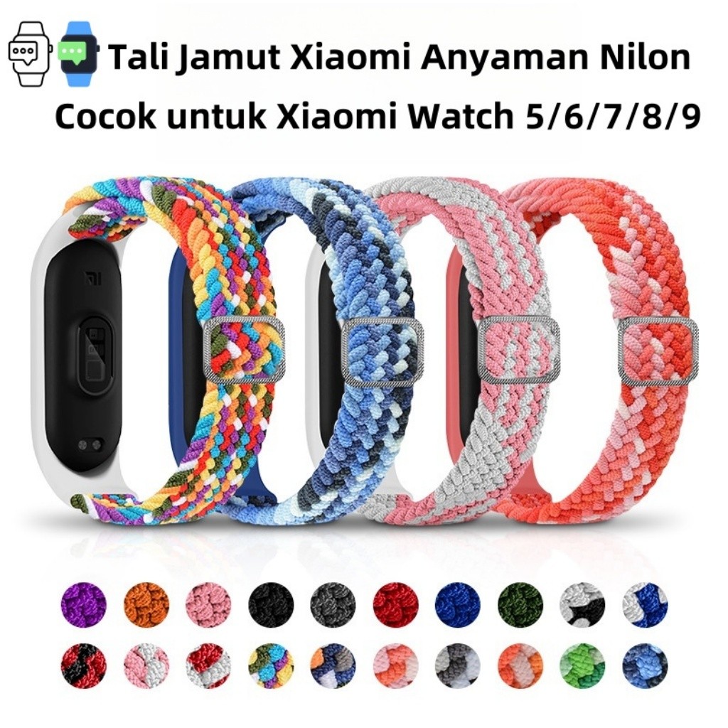 Xiaomi Nylon Sport Strap MI band 10/9/8 Mi Band 5 /6/7 Braided Nylon Adjustable smart band
