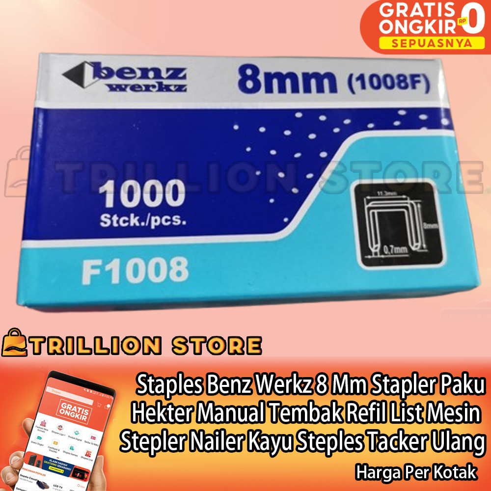 

Staples Benz Werkz 8 Mm Stapler Paku Hekter Manual Tembak Refil List Mesin Stepler Nailer Kayu Steples Tacker Ulang Perekat Anak Refill Angin Pasang Furnitur Model Mata Isian Gun Repil Nail Lurus Mesin