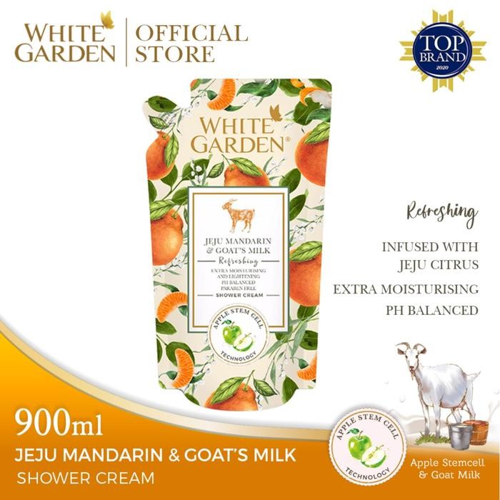 

White Garden Shower Cream Sabun Mandi Cair Susu Kambing Jeju Mandarin 900 ml 1706