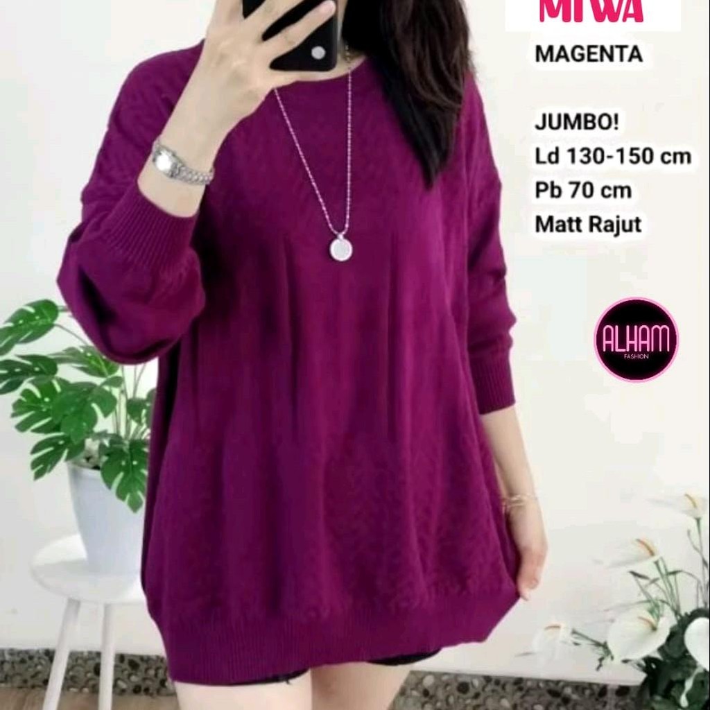 Miwa Sweater Atasan Rajut Import Polos Jumbo Oversize Tebal Stretch