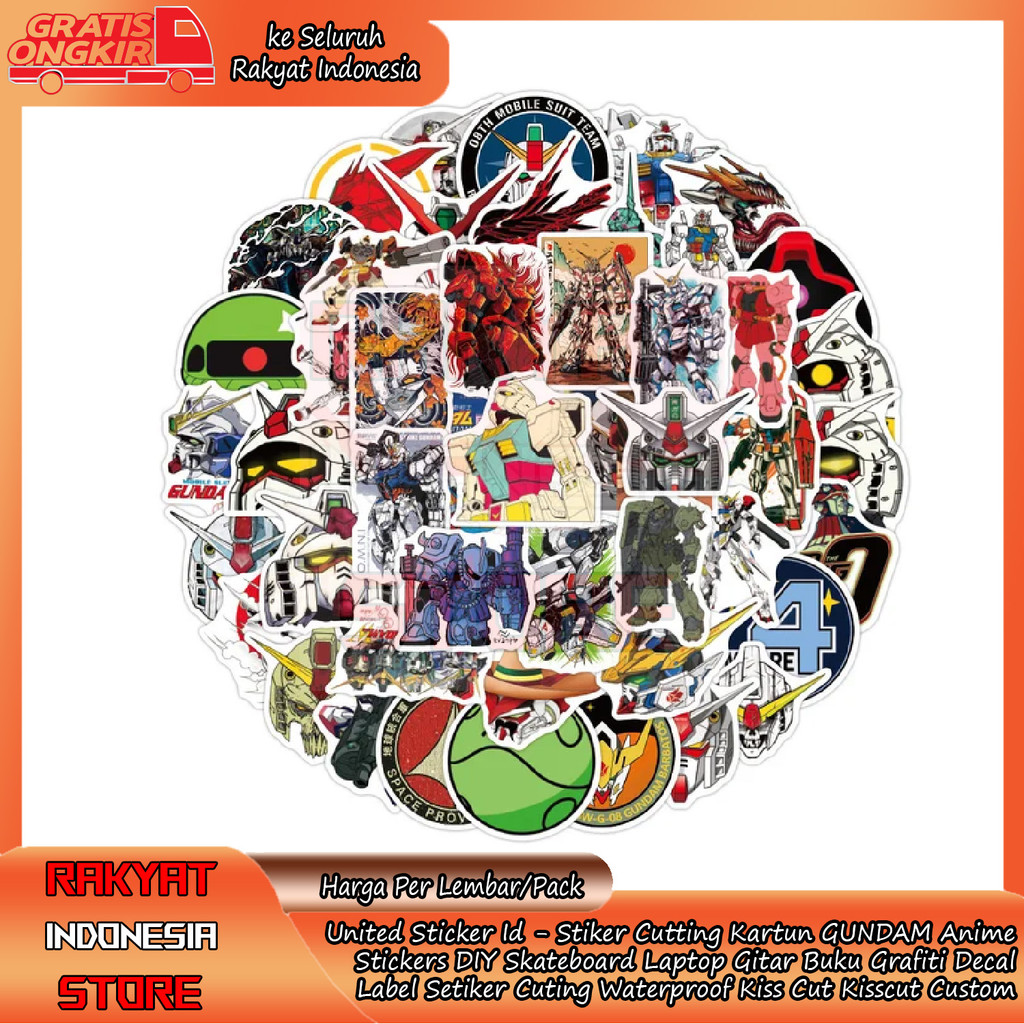 United Sticker Id – Stiker Cutting Kartun GUNDAM Anime Stickers DIY Skateboard Laptop Gitar Buku Gra