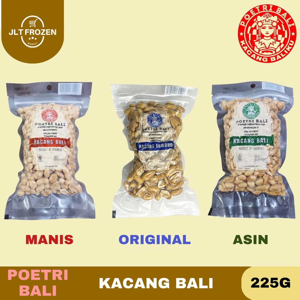 

Poetri Bali Kacang Bawang Kemasan 225g Rasa Asin / Manis / Original