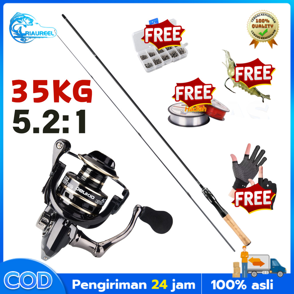 joran pancing 1.68m-1.8m 2 bagian pancing reel 2000 3000 5000 7000 joran spining reel pancing/Karbon