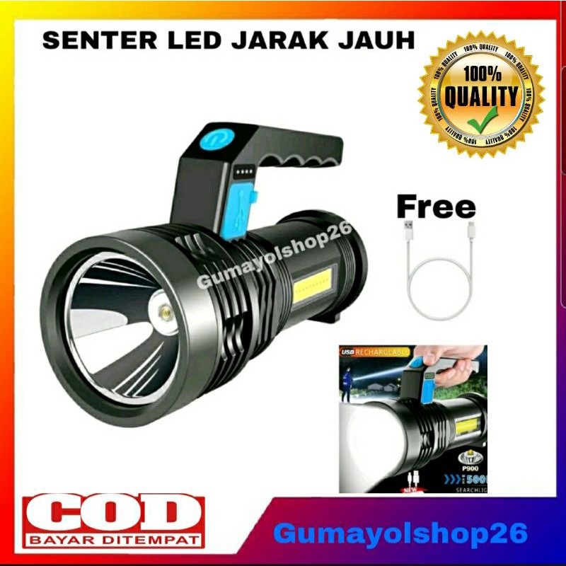 PROMO  Senter Led Jarak Jauh Senter Led + Cob 4 mode Super Terang /  Senter Tangan Led Cob MX- 7501