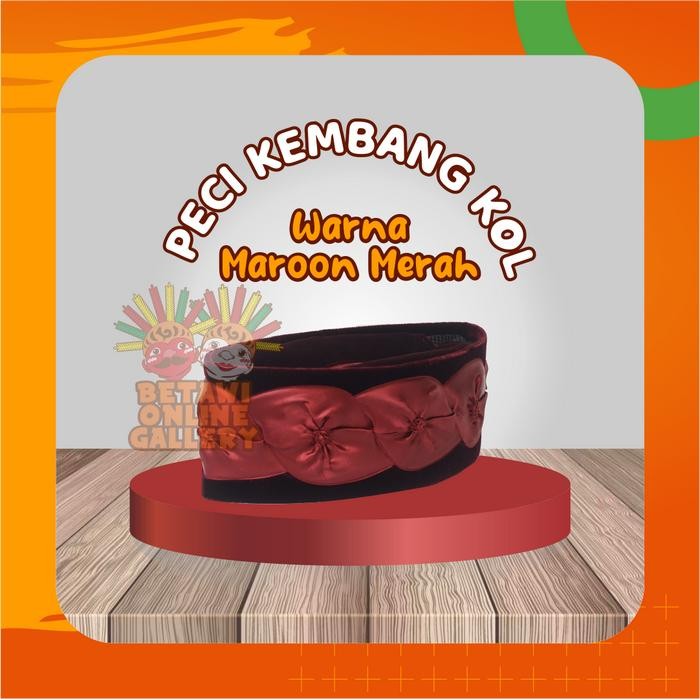 Peci/Songkok/Kopiah Hitam Kembang Kol Merah Silat Betawi - 5