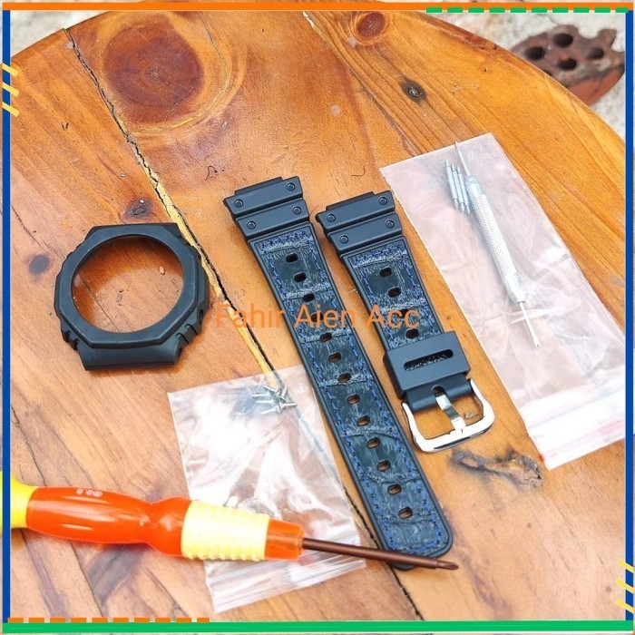 BEZEL DAN STRAP TALI JAM G5600 GWM5600 GLX5600 GLS5600 RUBBER TALIJAM - HITAM-BIRU