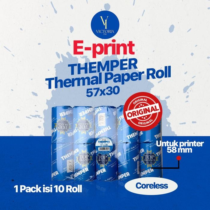 

THEMPER THERMAL PAPER EPRINT 57x30 KERTAS THERMAL CORELESS