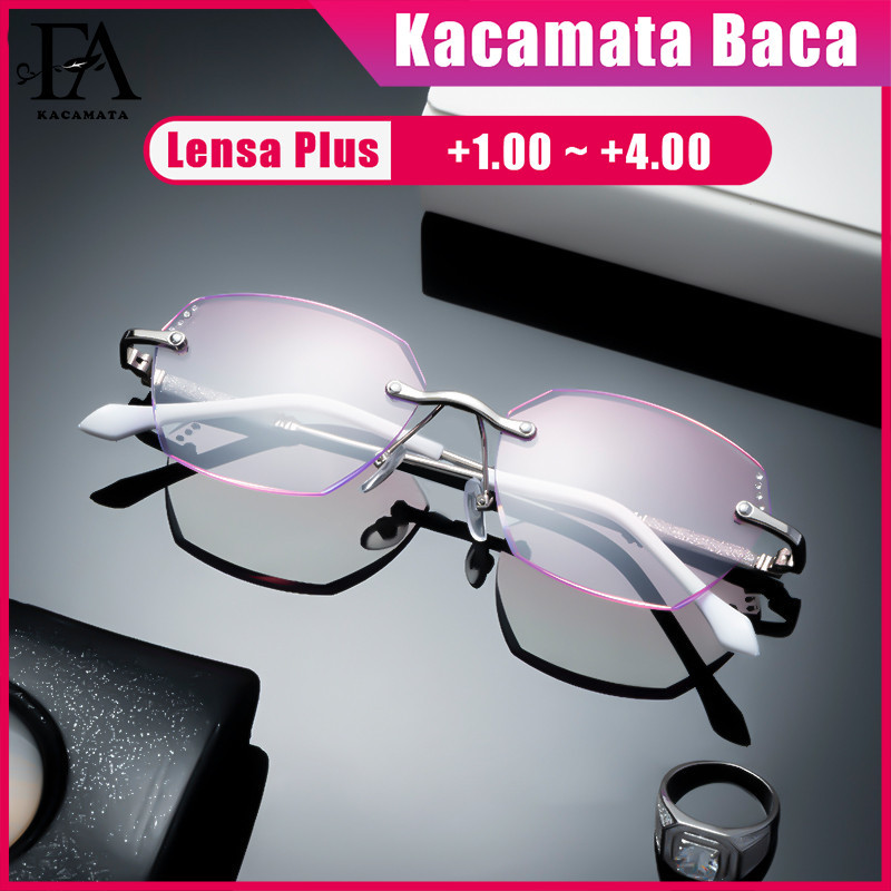 FOMAMATA Kacamata Baca Plus Wanita Pria
Rimless Anti Radiasi Blueray Kaca Mata Optik 215