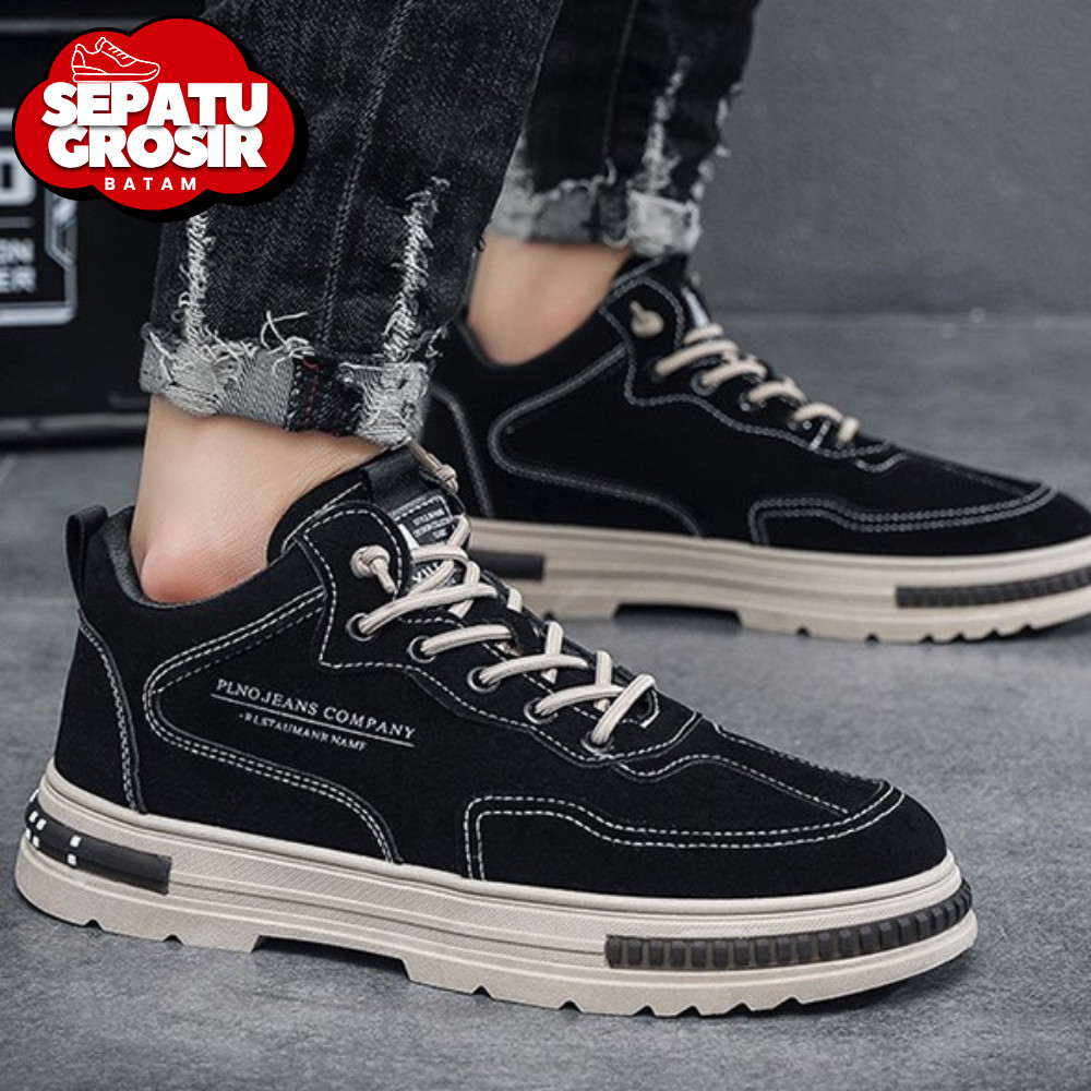 Sepatu Grosir Batam S062 Sepatu Tali Hitam Kulit Sepatu Pria Formal Sneakers