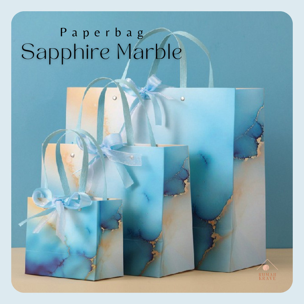

RUMAH KRAVE - Paperbag Sapphire Marble Goodie Bag Tas Kantong Hadiah