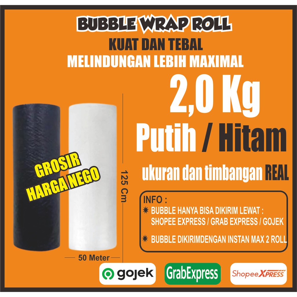 

Bubble Wrap Bening | Hitam Berat 2.0KG Lebar 125cm | Panjang 50meter PALINGLARIS