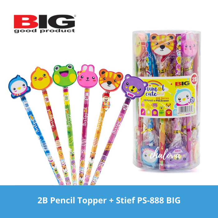 

[PAK] PENSIL 2B+STIP BIG / PENSIL BIG KARAKTER LUCU DAN PENGHAPUS / PENSIL BIG 888 ISI 24 PCS